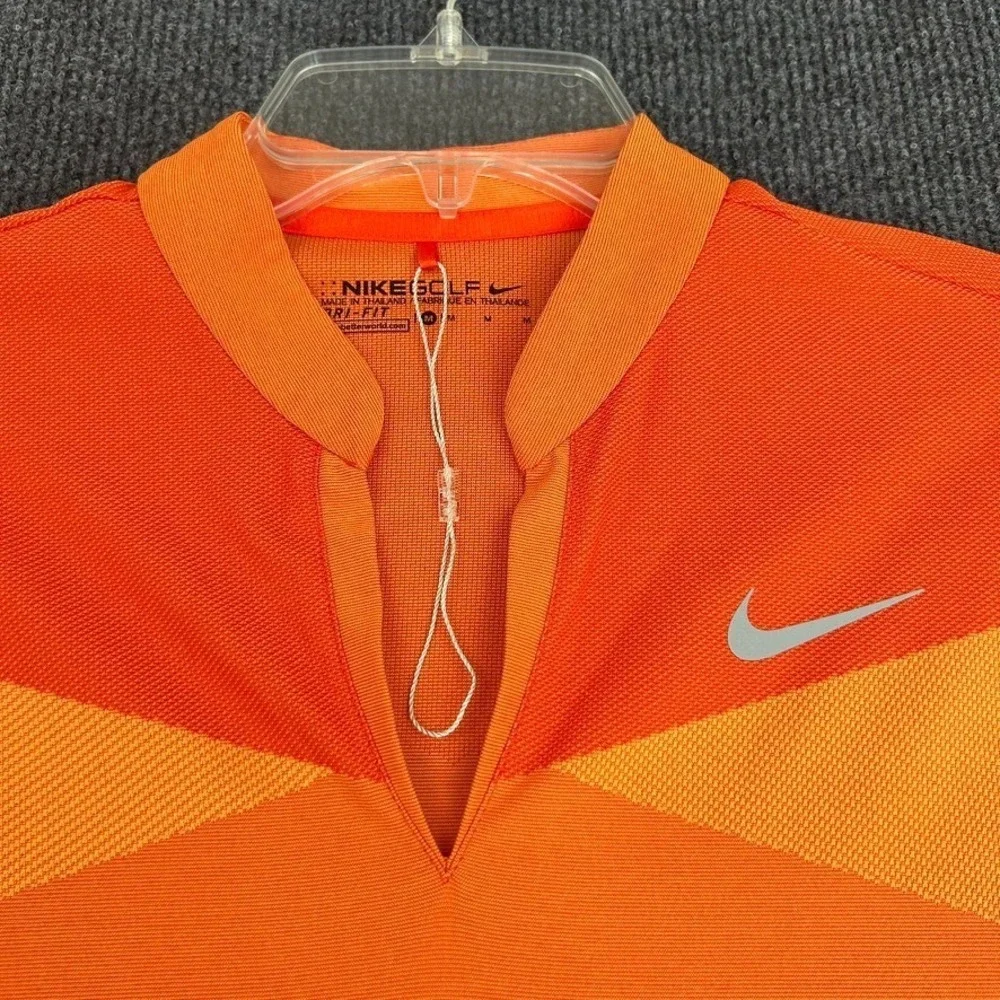 NIKE Golf Dri-Fit Women's Shirt Medium Short Sleeve V-Neck Orange Sporty Stretch - Picture 2 of 8